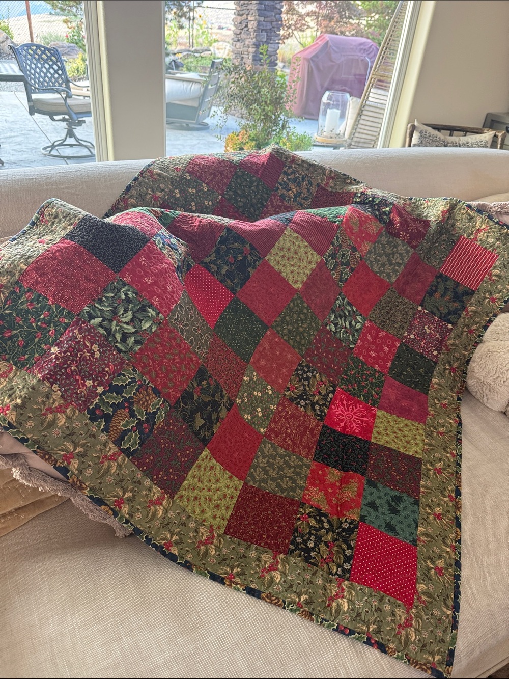 Beautiful Handmade Holiday Christmas Quilt - sewn with love and care 100% cotton